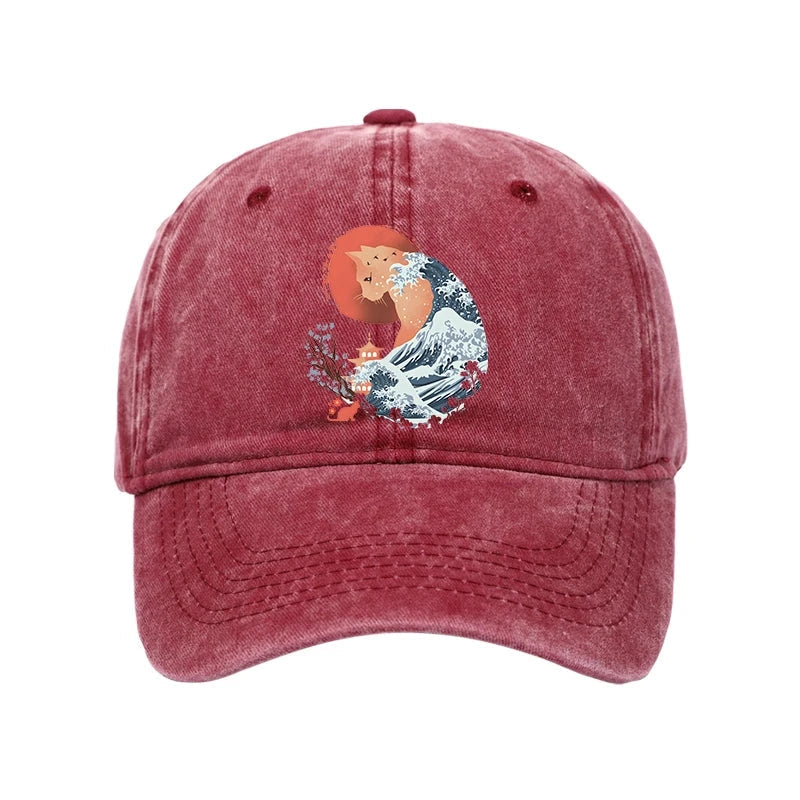 Spirit Cat Wave Japan Washed Cap