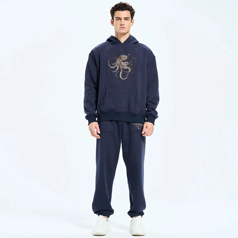 Octopus Japanese Calligraphy Fleece Lined Hoodie Set
