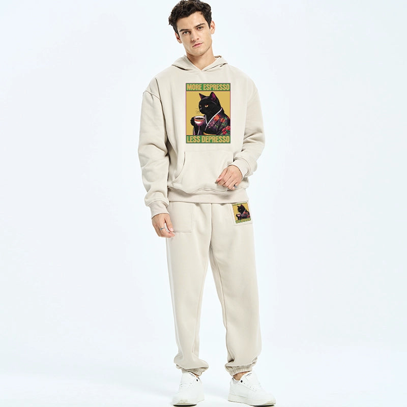 Up Caffeine Down Depression Fleece Lined Hoodie Set