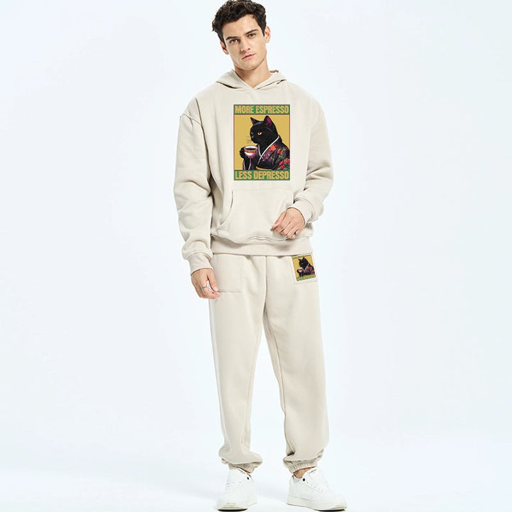 Up Caffeine Down Depression Fleece Lined Hoodie Set