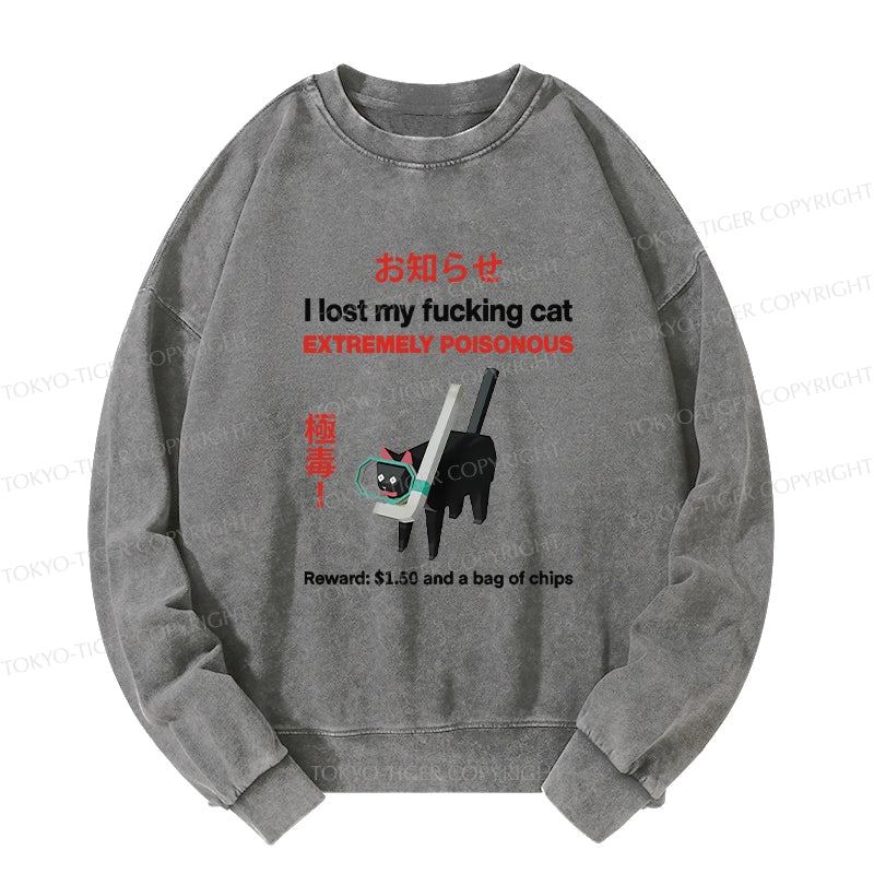 Find The Toxic Cat Funny Washed Sweatshirt