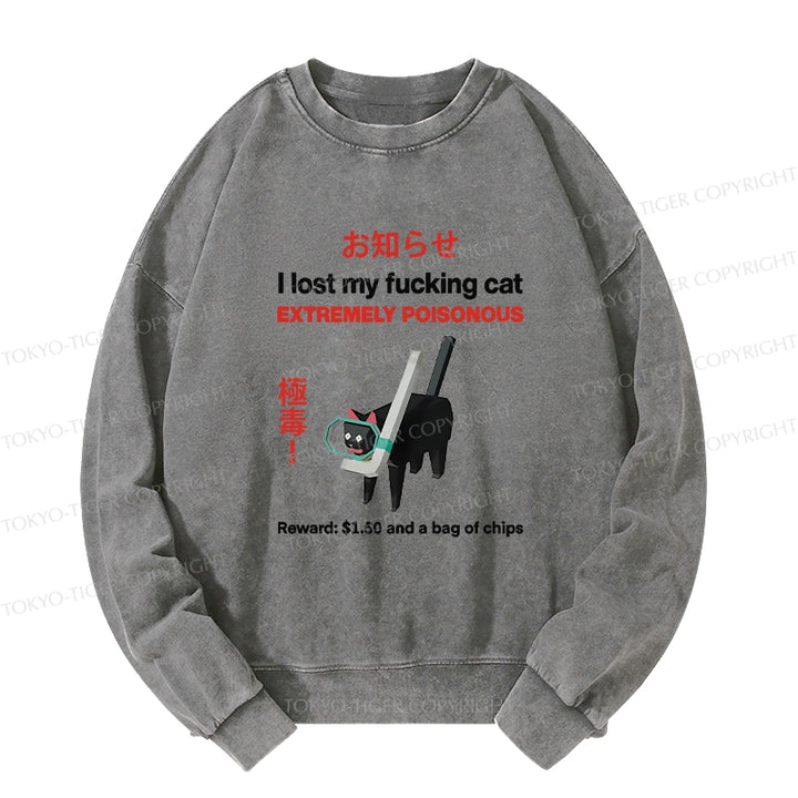 Find The Toxic Cat Funny Washed Sweatshirt