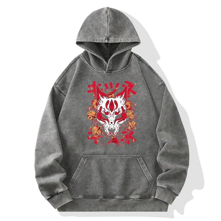 Japanese Kitsune Mask Washed Hoodie