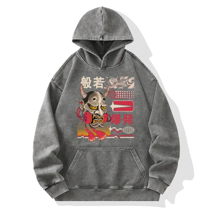 Hannya Mask Japanese Washed Hoodie