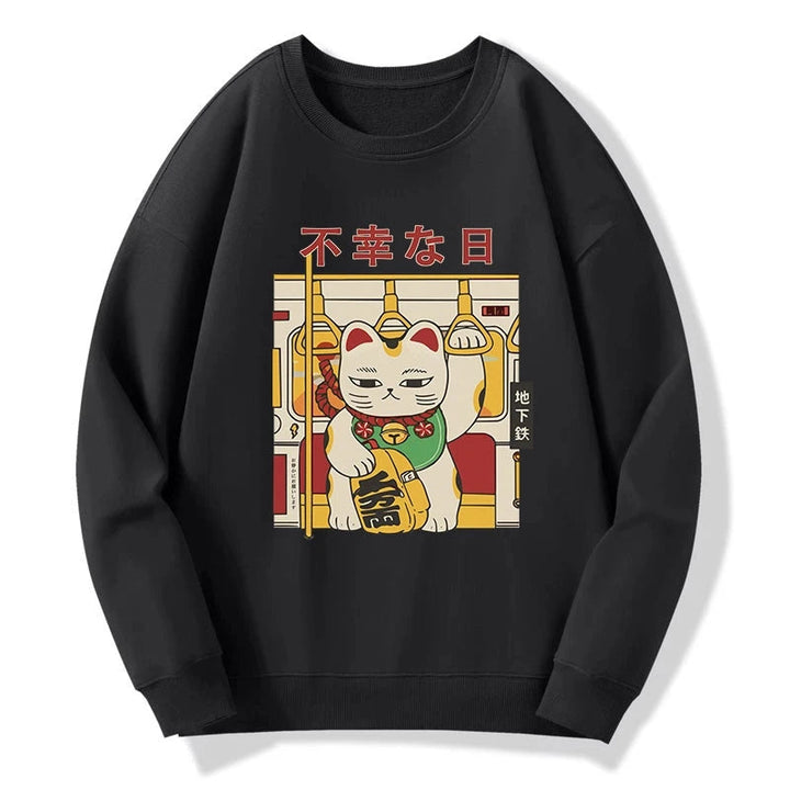 Lucky Cat Who Doesn't Want To Work Sweatshirt