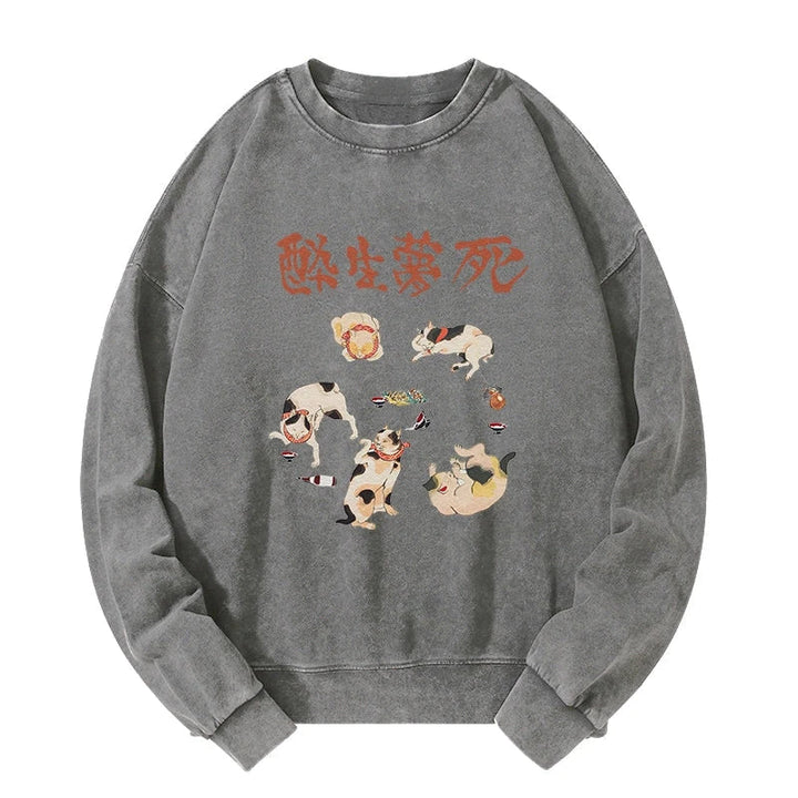 Drunken Cats Washed Sweatshirt