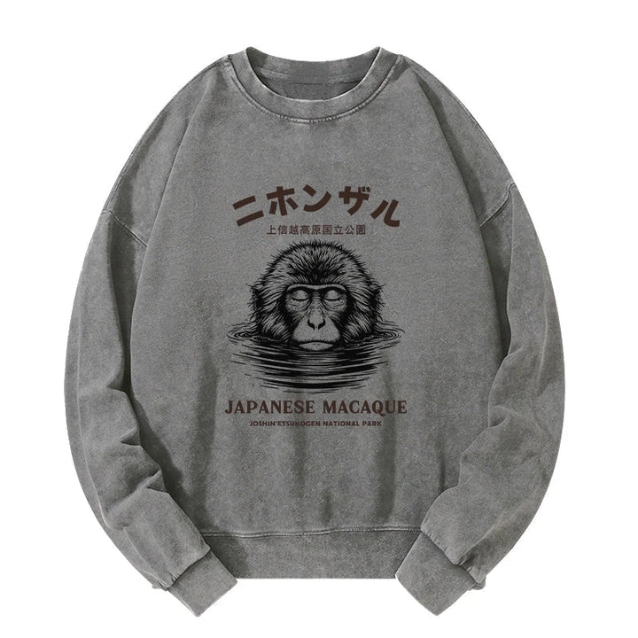 The Macaque Monkey In The Bath Japanese Washed Sweatshirt