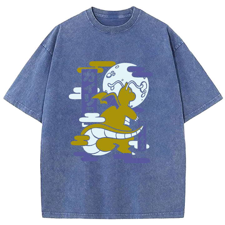 Funny Monster Washed Crew Neck T-Shirt