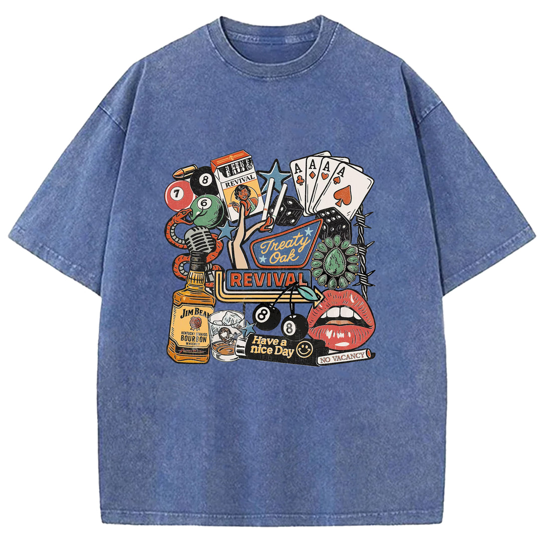 Have A Nice Day Design Washed Crew Neck T-shirt