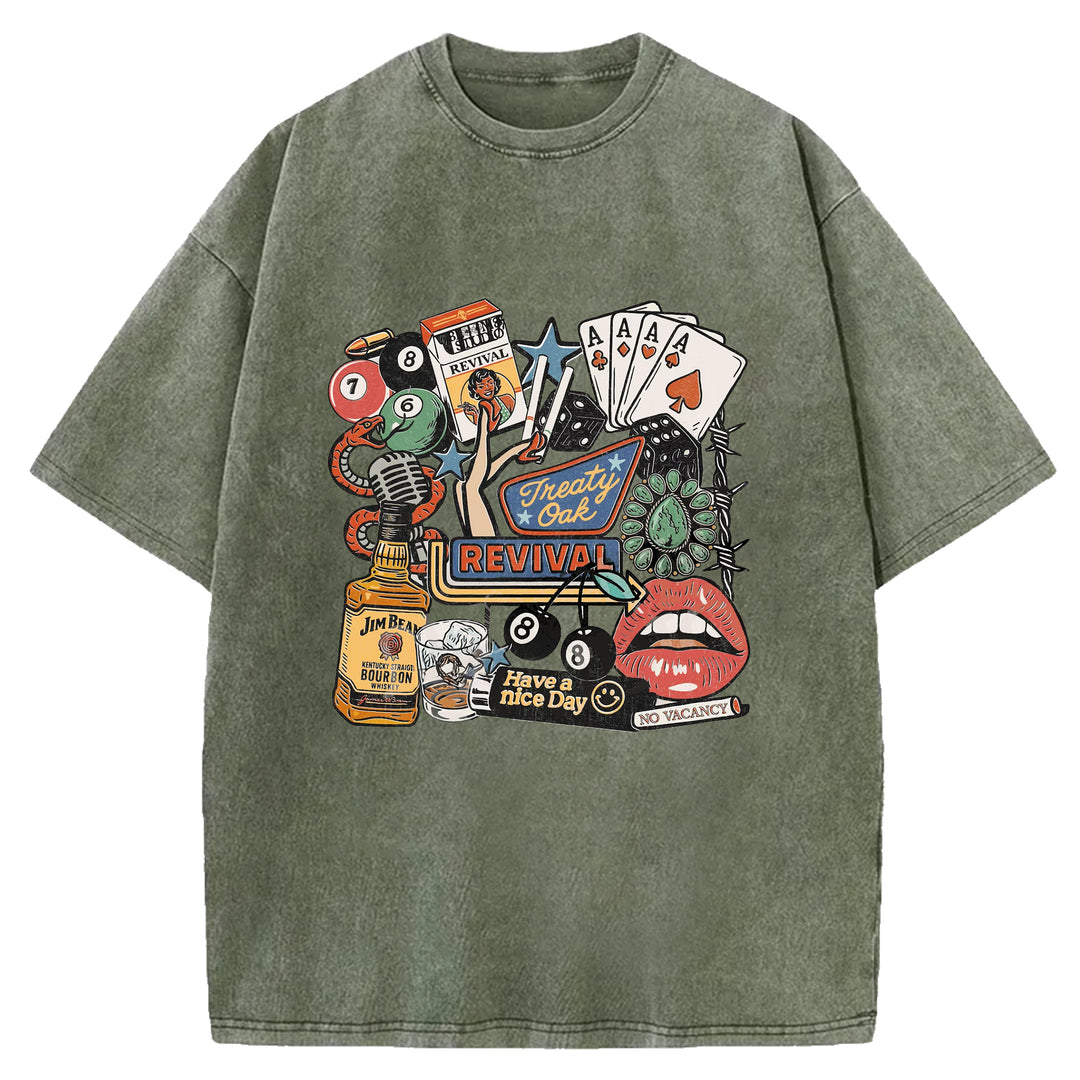 Have A Nice Day Design Washed Crew Neck T-shirt
