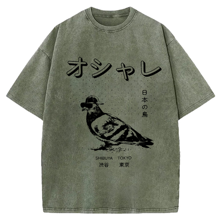 Japan Birdie Washed Crew Neck T-Shirt