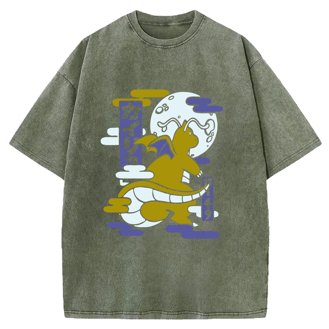 Funny Monster Washed Crew Neck T-Shirt