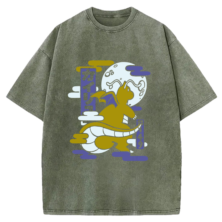 Funny Monster Washed Crew Neck T-Shirt