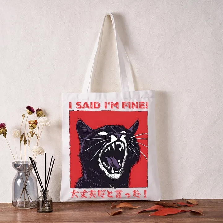 Angry Cat Japan Tote Bag