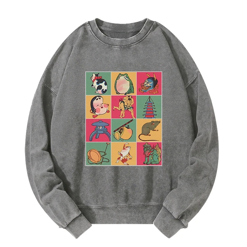 Japanese Characteristic Goods Washed Sweatshirt