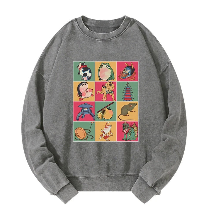 Japanese Characteristic Goods Washed Sweatshirt