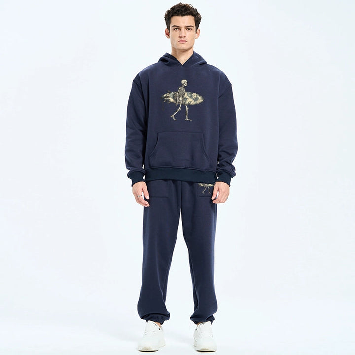 Skeleton Ready To Go Surfing Fleece Lined Hoodie Set