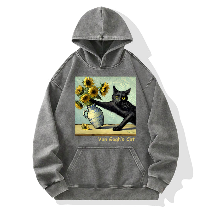 Van Gogh's Naughty Cat Washed Hoodie