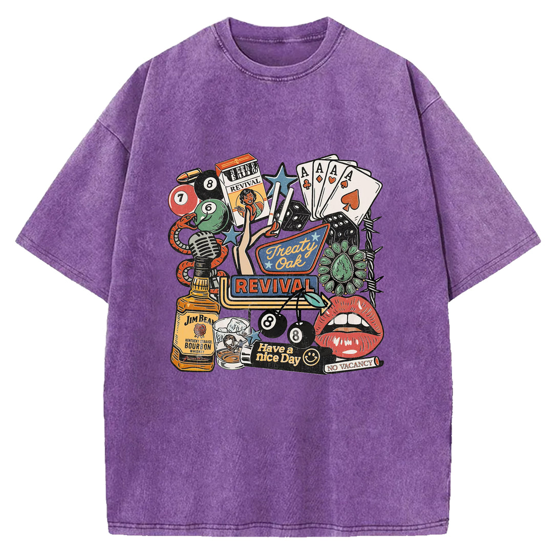Have A Nice Day Design Washed Crew Neck T-shirt