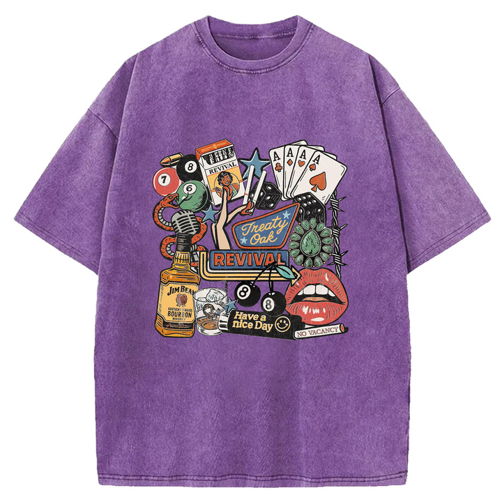 Have A Nice Day Design Washed Crew Neck T-shirt