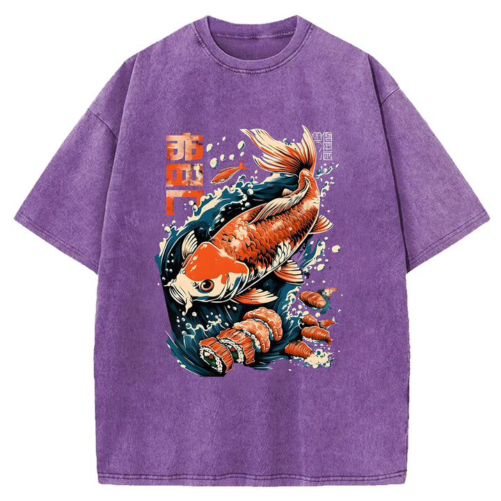 Carp And Sushi Washed Crew Neck T-Shirt