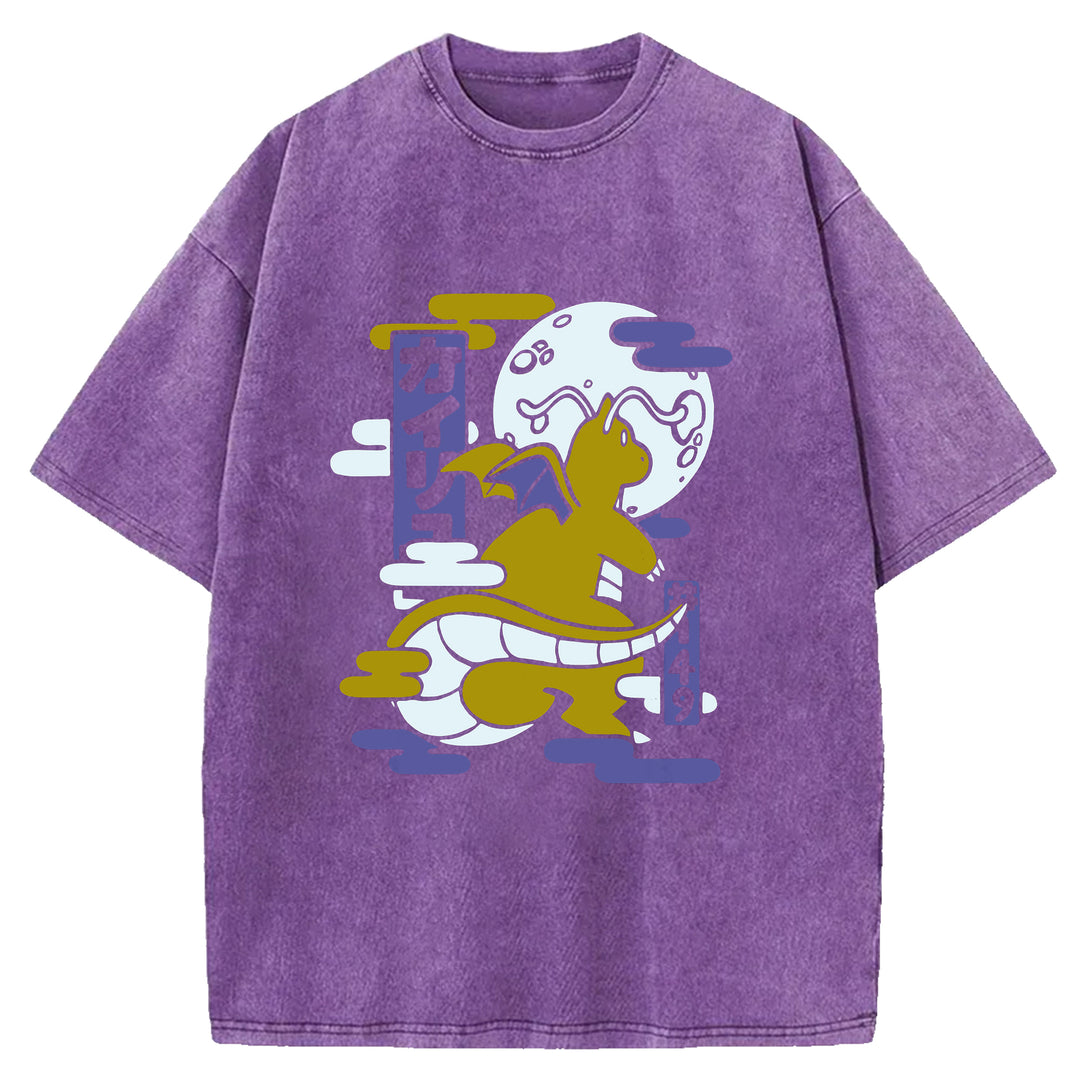 Funny Monster Washed Crew Neck T-Shirt