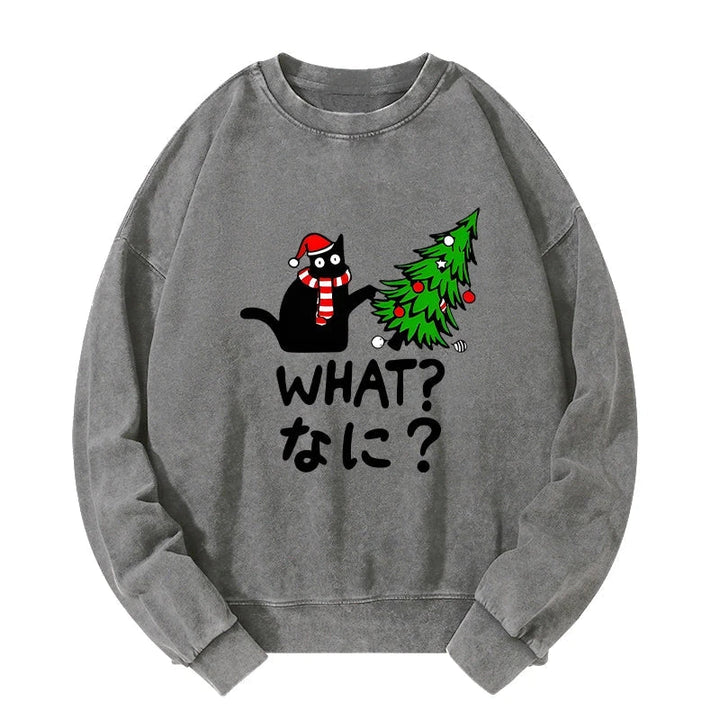 Naughty Cat Christmas Washed Sweatshirt