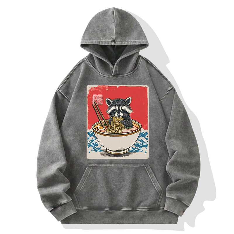 Ramen Lover Raccoon  Washed Hoodie