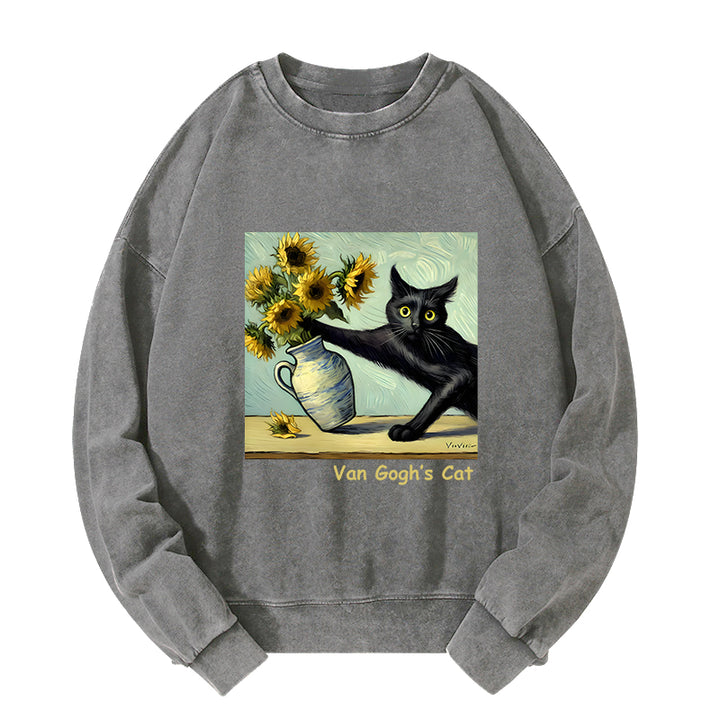Van Gogh's Naughty Cat Washed Sweatshirt