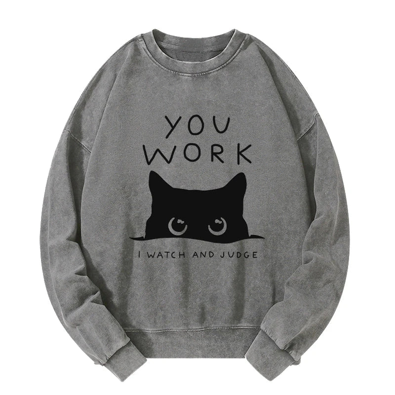 A Cat That Spies Washed Sweatshirt