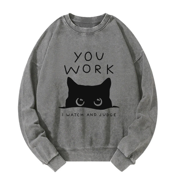 A Cat That Spies Washed Sweatshirt