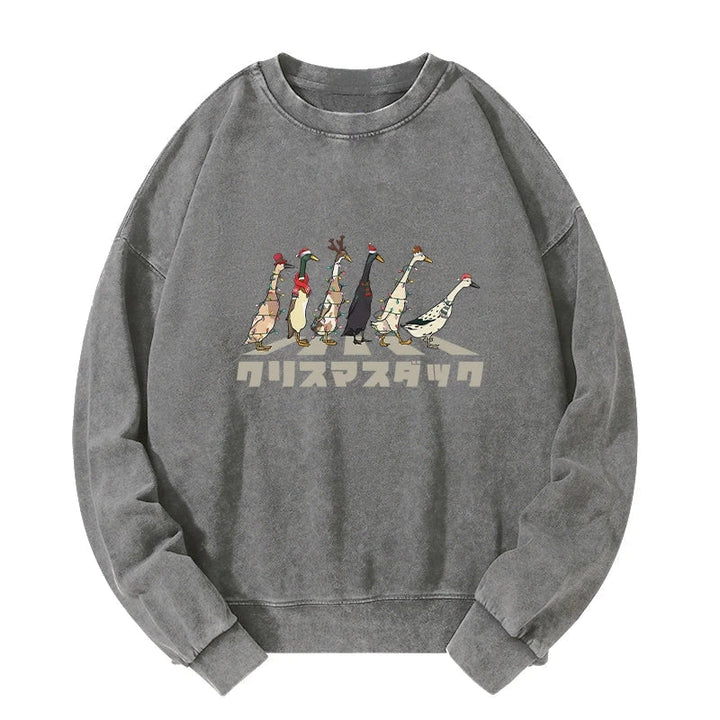 Funny Christmas Ducks Washed Sweatshirt