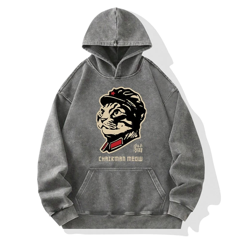 Chinese Spirit Cat Washed Hoodie