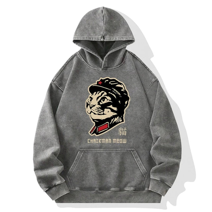 Chinese Spirit Cat Washed Hoodie