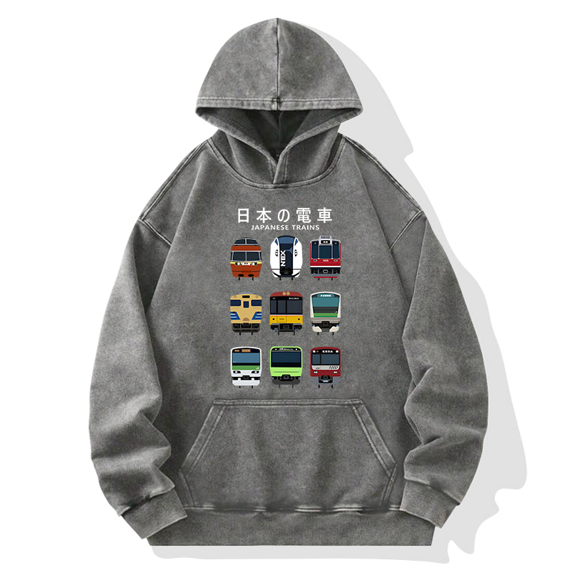 Japanese Train Collection Washed Hoodie