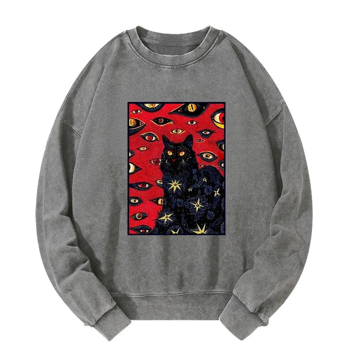 Mysterious Cat Washed Sweatshirt