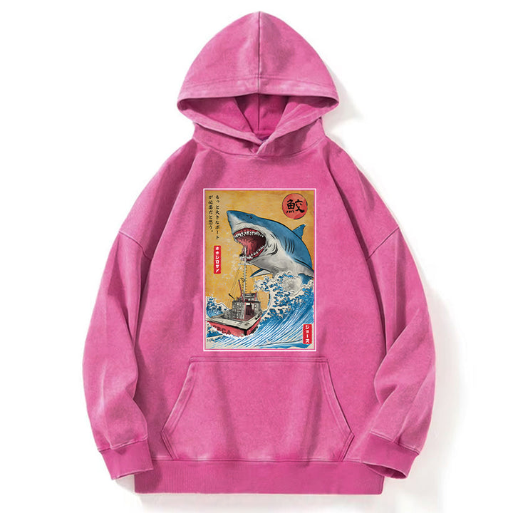 Ukiyoe Shark Japan Washed Hoodie