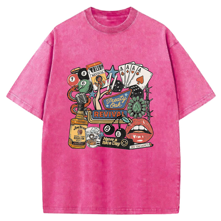 Have A Nice Day Design Washed Crew Neck T-shirt