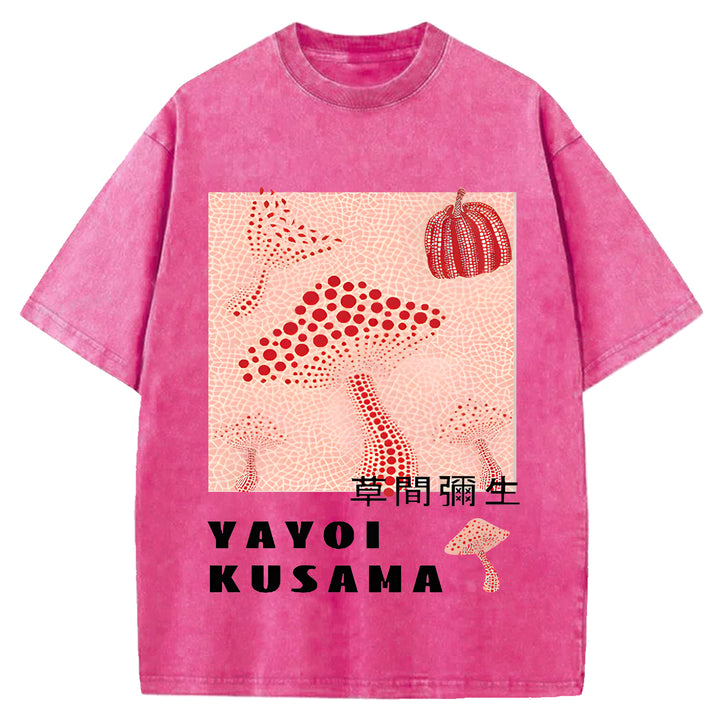 Yayoi Kusama Vintage Design Washed Crew Neck T-Shirt