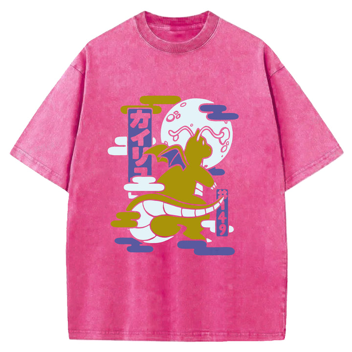Funny Monster Washed Crew Neck T-Shirt