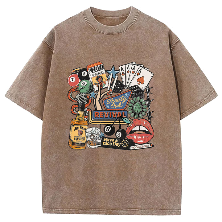 Have A Nice Day Design Washed Crew Neck T-shirt