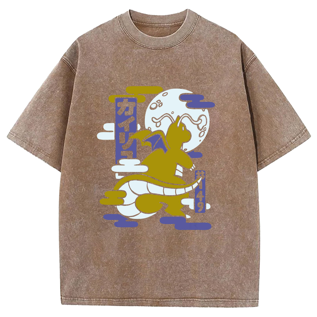 Funny Monster Washed Crew Neck T-Shirt
