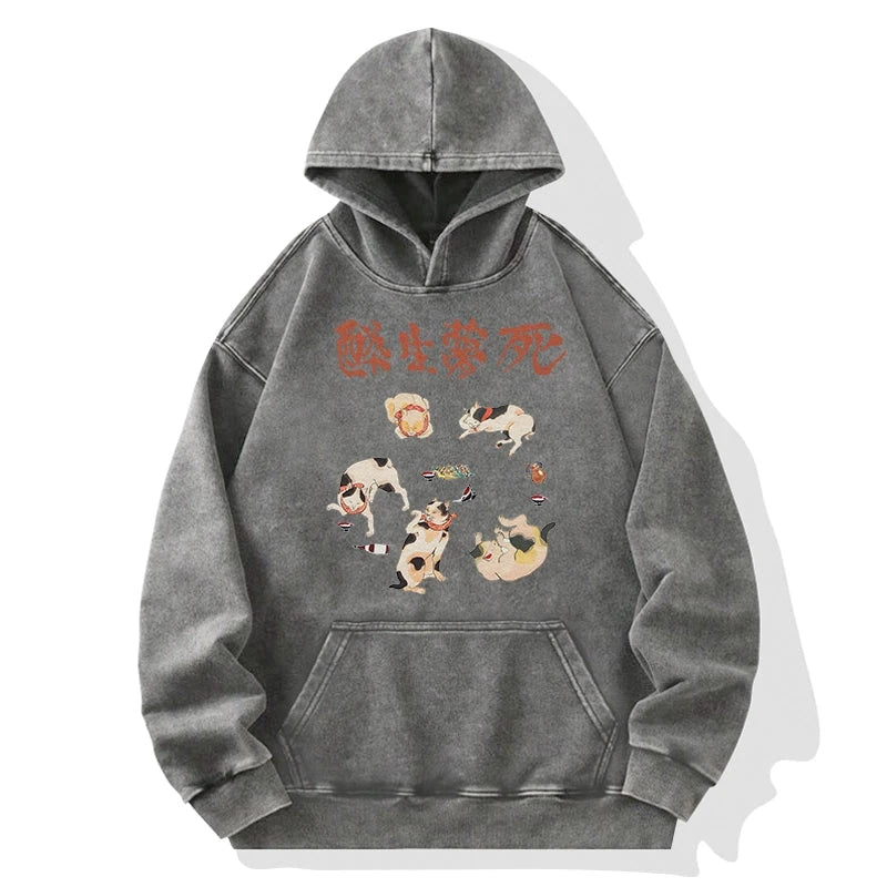 Drunken Cats Washed Hoodie