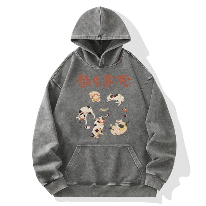 Drunken Cats Washed Hoodie