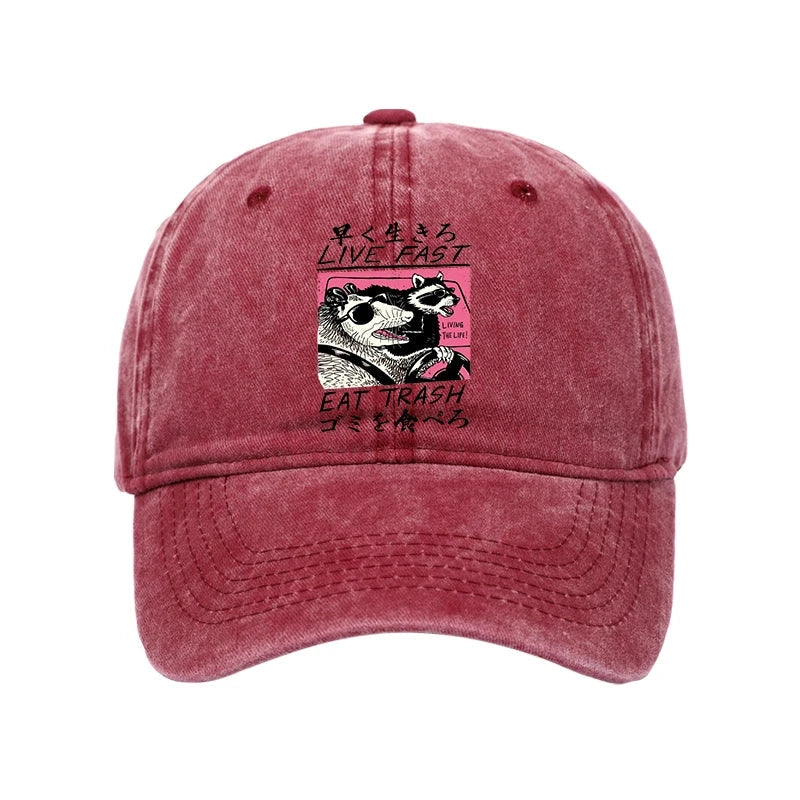Live Fast Eat Trash Washed Cap