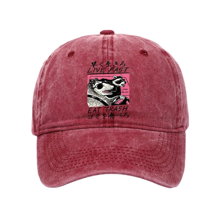 Live Fast Eat Trash Washed Cap