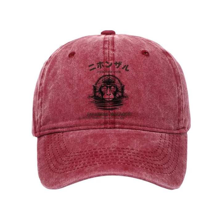 The Macaque Monkey In The Bath Japanese Washed Cap