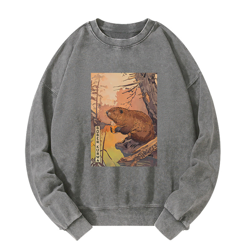 Beaver By The River Washed Sweatshirt