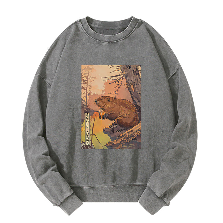 Beaver By The River Washed Sweatshirt