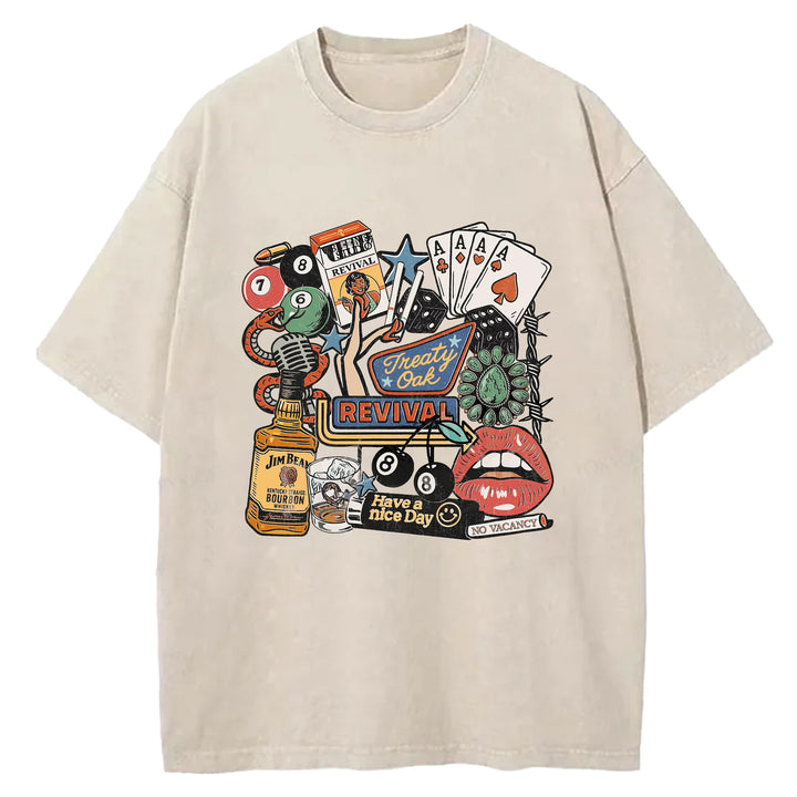 Have A Nice Day Design Washed Crew Neck T-shirt